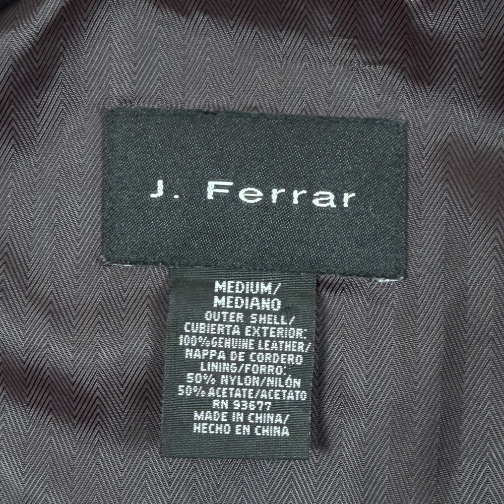 J. Ferrar Black Genuine Leather Full Zip Collared Moto Jacket Men’s M 90s Grunge - Picture 4 of 10